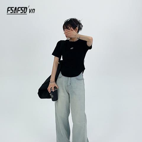 Áo Thun Ngắn Tay Cổ Tròn Thêu Họa Tiết Thời Trang Dành Cho Nữ