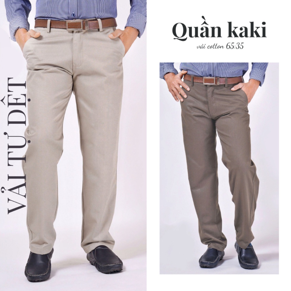quần kaki nam trung niên ống suông vải cotton dày loại quần dài kaki trung niên form rộng ống suông QKAKI21 - Hàng mới v