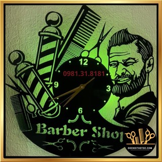 Đồng hồ có đèn LED cỡ lớn 40x40 trang trí salon tóc, tiệm tóc - đông hồ barber shop