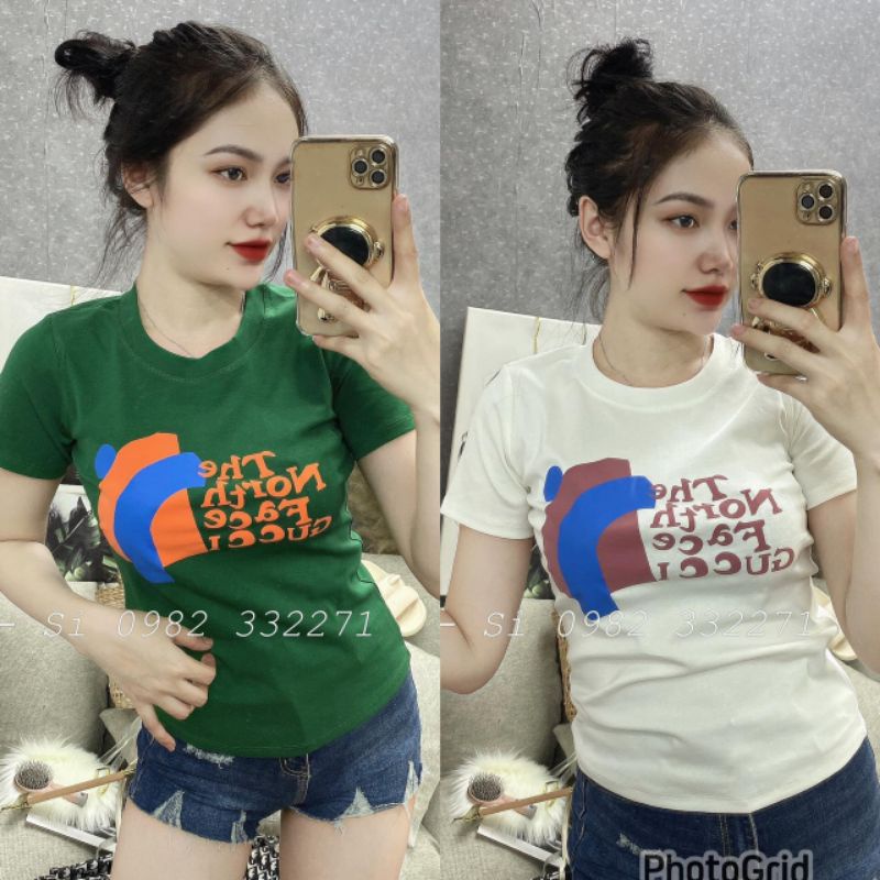 Áo thun nữ-Áo kiểu thun ôm body nữ tay ngắn chất thun thái kèm video in chữ phom vừa 38-55 ký