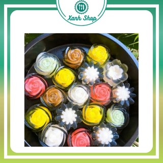 Set 20 khuôn rau câu silicon 2 lớp hoa hồng, sen, cúc họa mi, cúc đại đóa, hướng dương, tuylip... (10c 5cm, 10c 3cm)