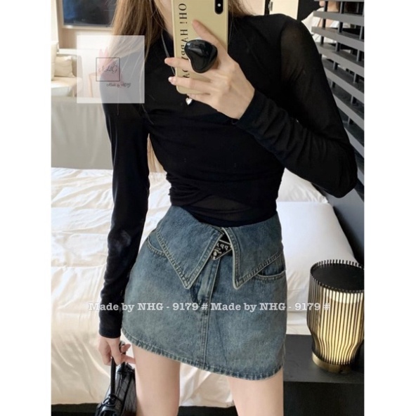 CHÂN VÁY JEANS KÈM BELT PADA HÀNG QCL1 henryclothing