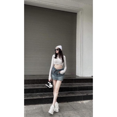 CHÂN VÁY JEANS KÈM BELT PADA HÀNG QCL1 henryclothing