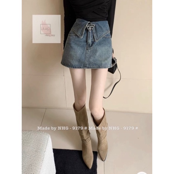 CHÂN VÁY JEANS KÈM BELT PADA HÀNG QCL1 henryclothing