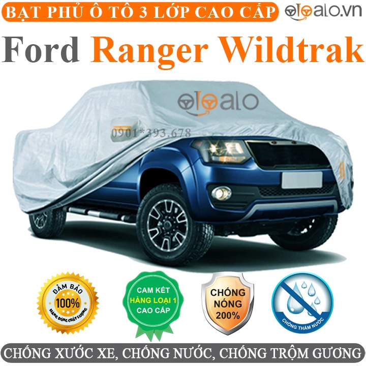 Bạt trùm che phủ dành cho xe ô tô Ford Ranger Wildtrak vải dù oxford 3 lớp cao cấp - OTOALO