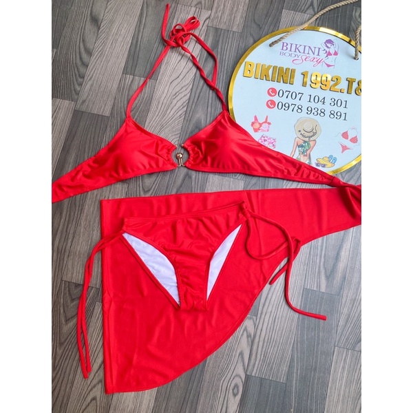 Bikini xốp 3 món kèm khăn siêu xinh