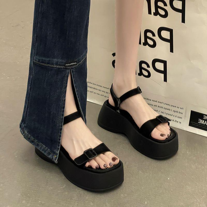 Xăng đan muffin Đế Dày Hở Ngón Màu Bạc Thời Trang Mới 2023 Cho Nữ