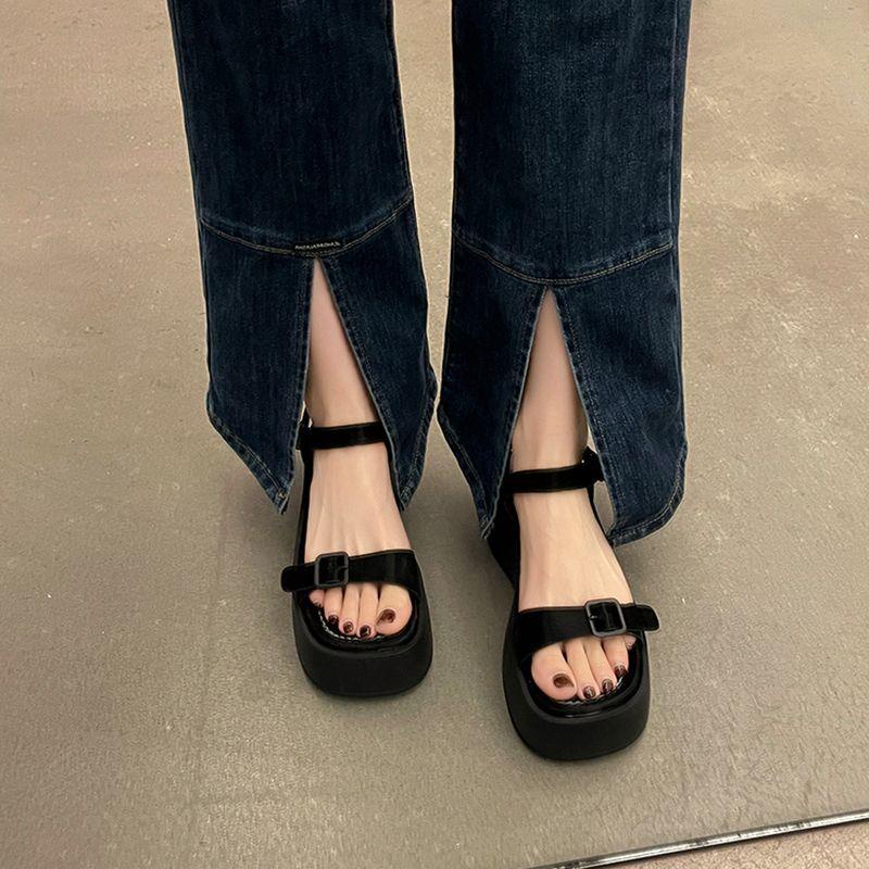 Xăng đan muffin Đế Dày Hở Ngón Màu Bạc Thời Trang Mới 2023 Cho Nữ