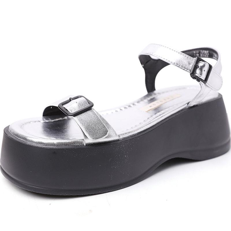 Xăng đan muffin Đế Dày Hở Ngón Màu Bạc Thời Trang Mới 2023 Cho Nữ