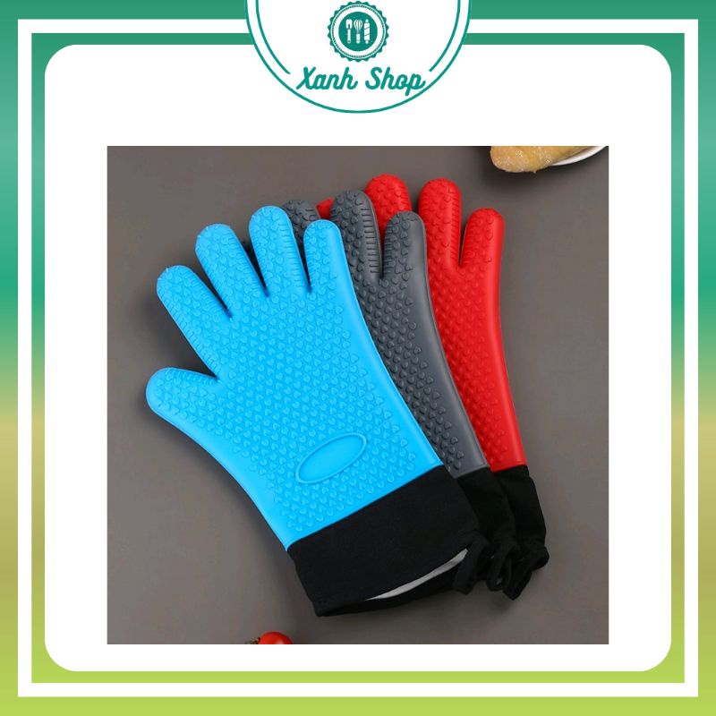 Găng tay Silicon cách nhiệt, chống thấm, bông dày dài 34.5cm hàng cao cấp (1 chiếc)