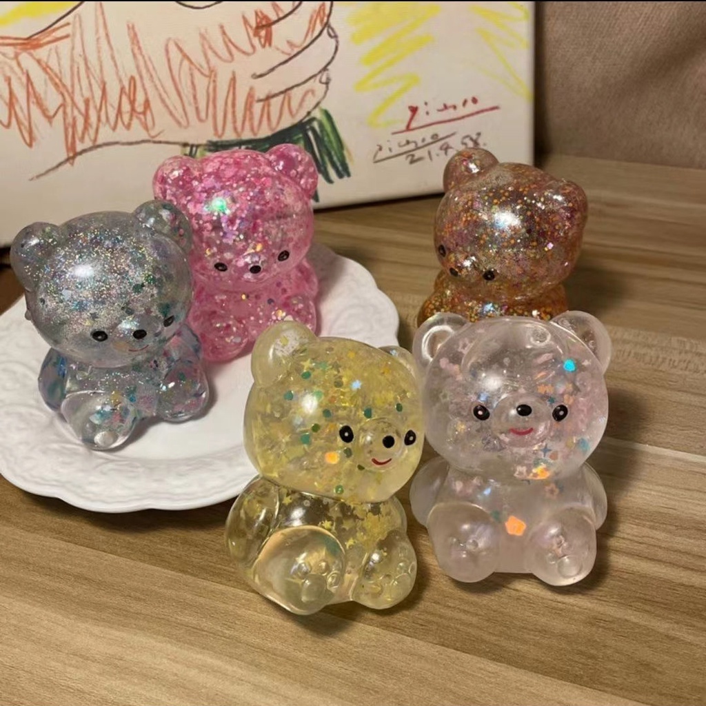 Pinch Quả Bóng Trong Suốt Ép Phát Nhạc Hình Chú Gấu Lấp Lánh Trong Suốt