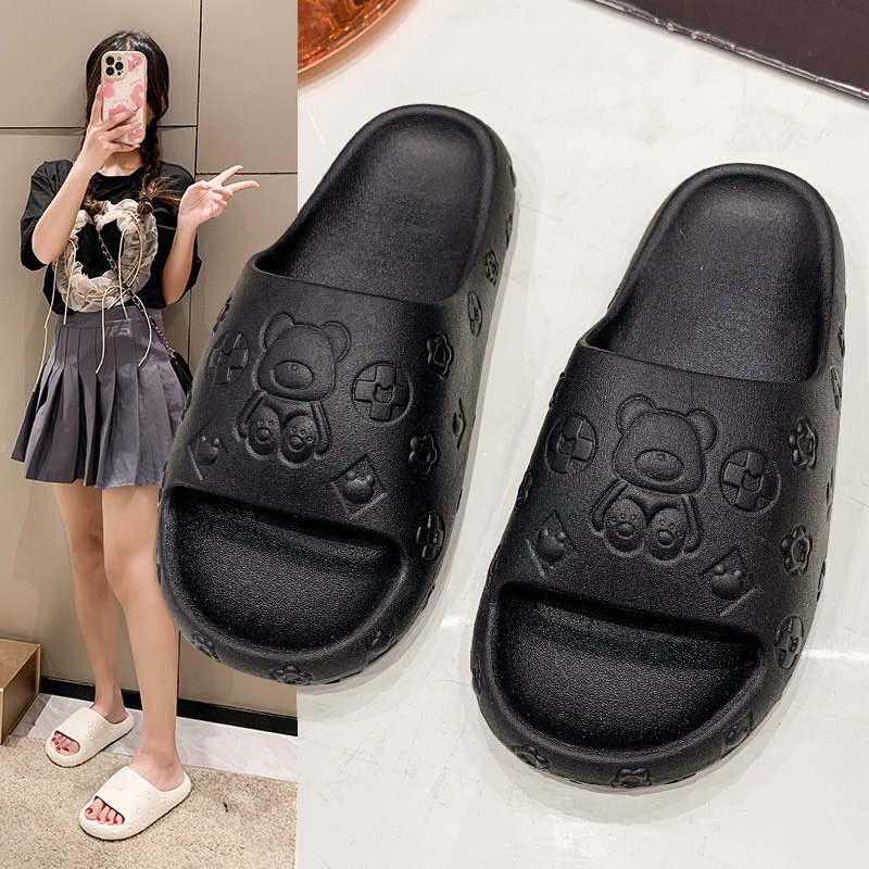 Dép Chao Gấu Hoa đế bánh mỳ Vân nổi siêu nhẹ dép lê sỏ ngón nữ