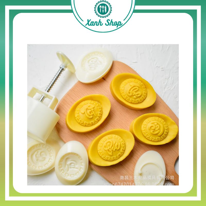 Khuôn trung thu lò xo 4 mặt thỏi vàng Phúc - Lộc - Thọ - Tài (150g)