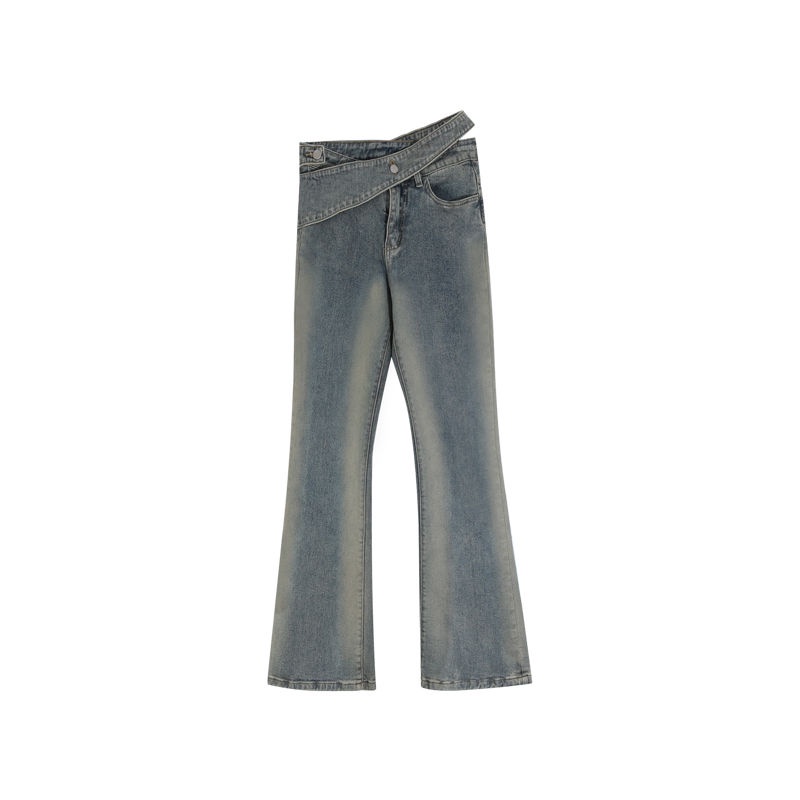 Jiashucheng Quần Jean Ống Rộng Thẳng Thắt Eo Thiết Kế Mới Dành Cho Nữ