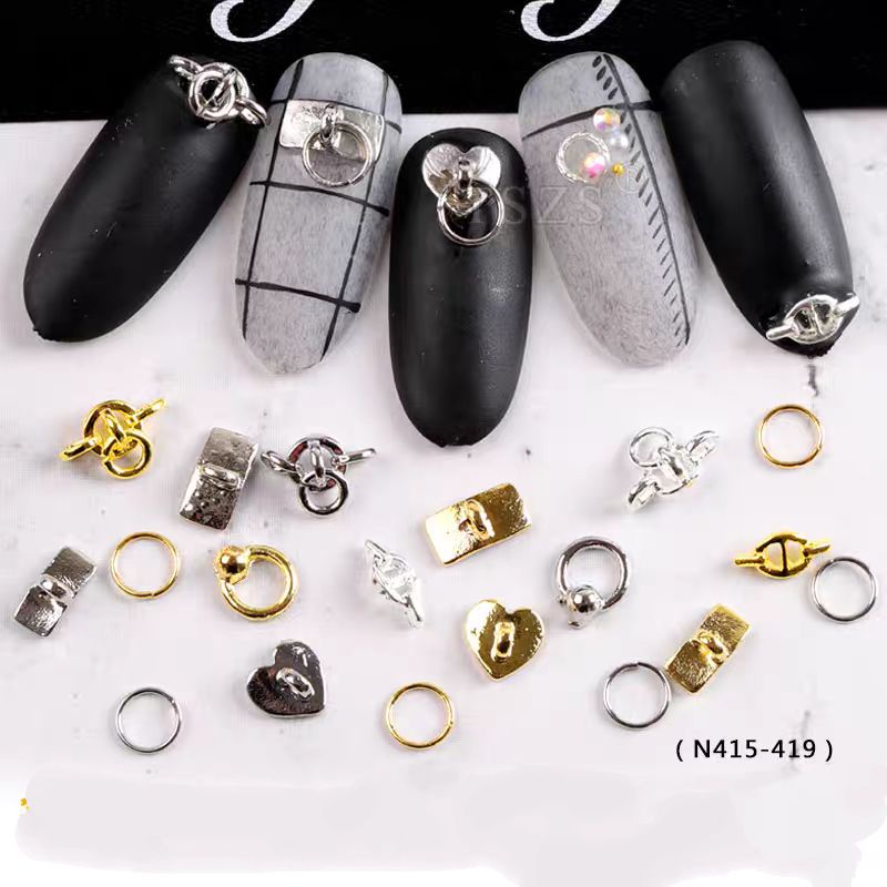 Charm X,charm tròn,tim nail trang trí móng tay