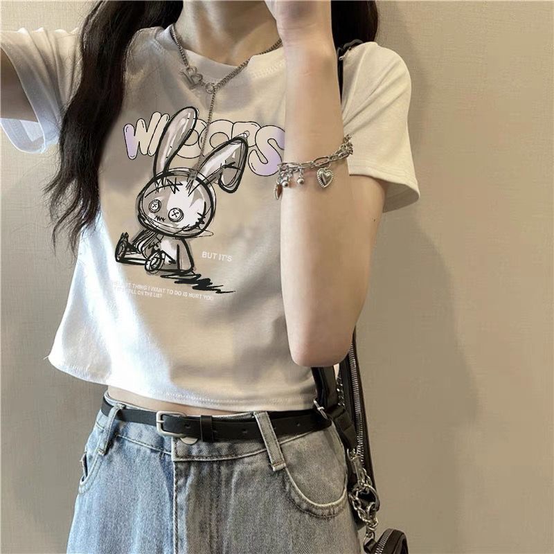 Jiashucheng Áo Thun Cotton Ngắn Tay Ôm Dáng Vừa Vặn Phong Cách Đường Phố Ngọt Ngào Thời Trang Xuân Hè Hàng Bán Chạy