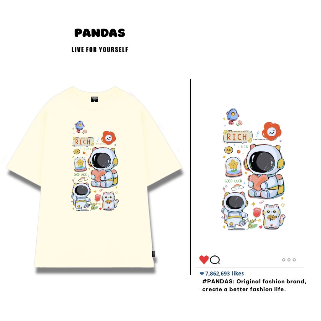 Áo thun unisex from rộng tay lỡ trơn cổ tròn nam nữ, áo phông cotton oversize Pandas AT14 sỉ ib | BigBuy360 - bigbuy360.vn