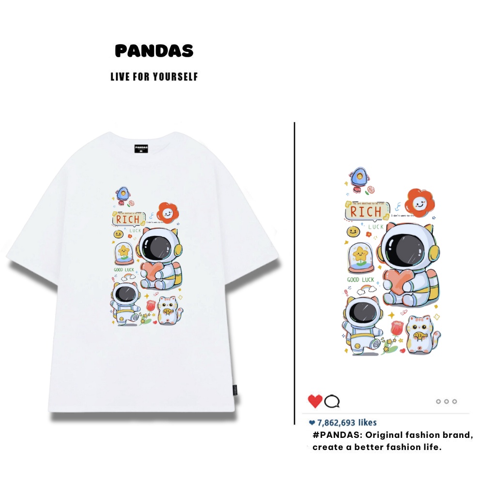 Áo thun unisex from rộng tay lỡ trơn cổ tròn nam nữ, áo phông cotton oversize Pandas AT14 sỉ ib | BigBuy360 - bigbuy360.vn