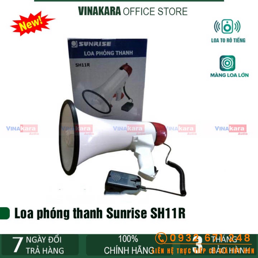 Loa Phóng Thanh Sunrise SH11B, SH11R, SH-109U-MP3 pin sạc, USB, MP3, âm thanh to, rõ - hàng chính hãng