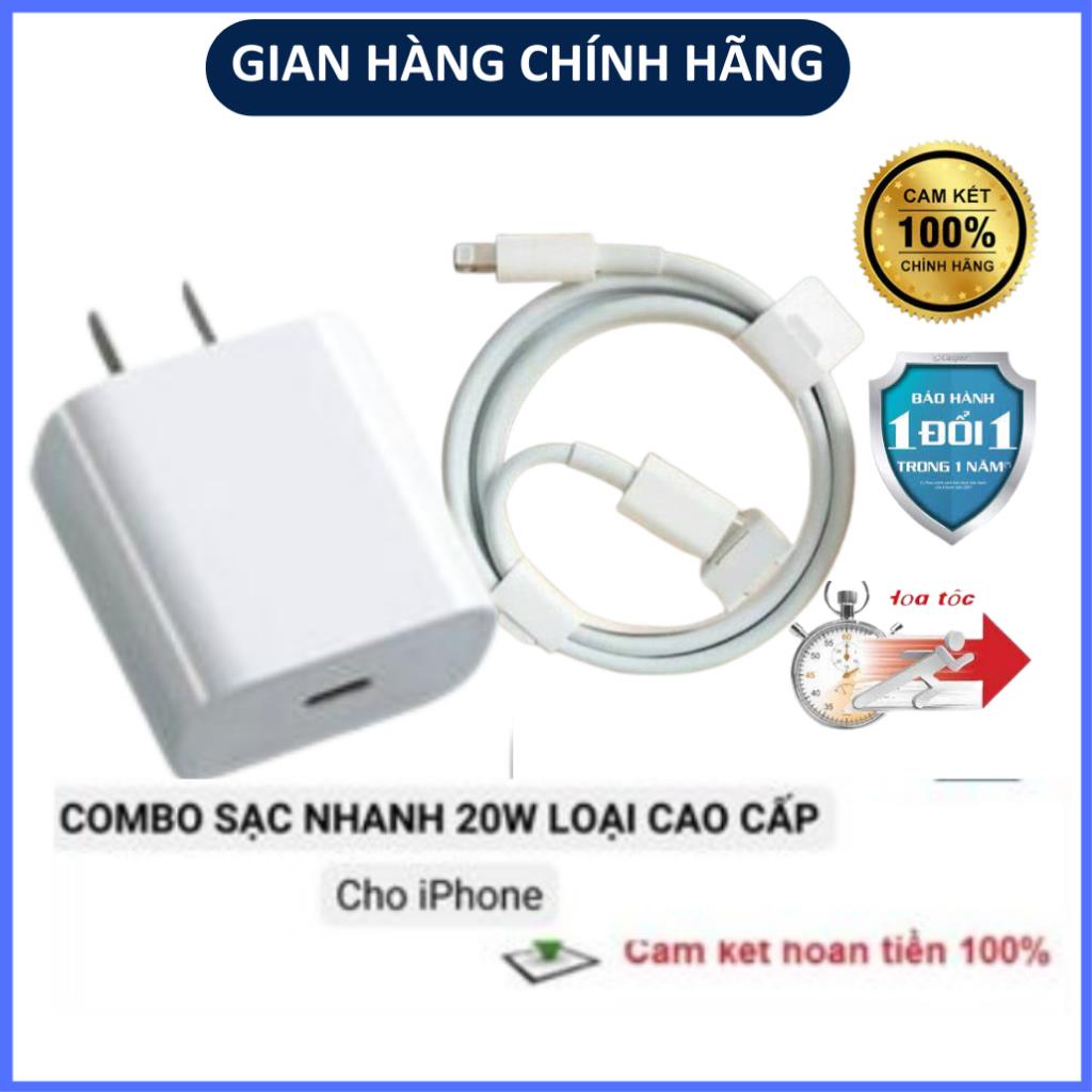 Sạc nhanh iP 20W chân dẹt - Sử dụng X => 14, củ sạc nhanh + cáp sạc nhanh. Bảo hành 12 tháng lỗi đổi mới