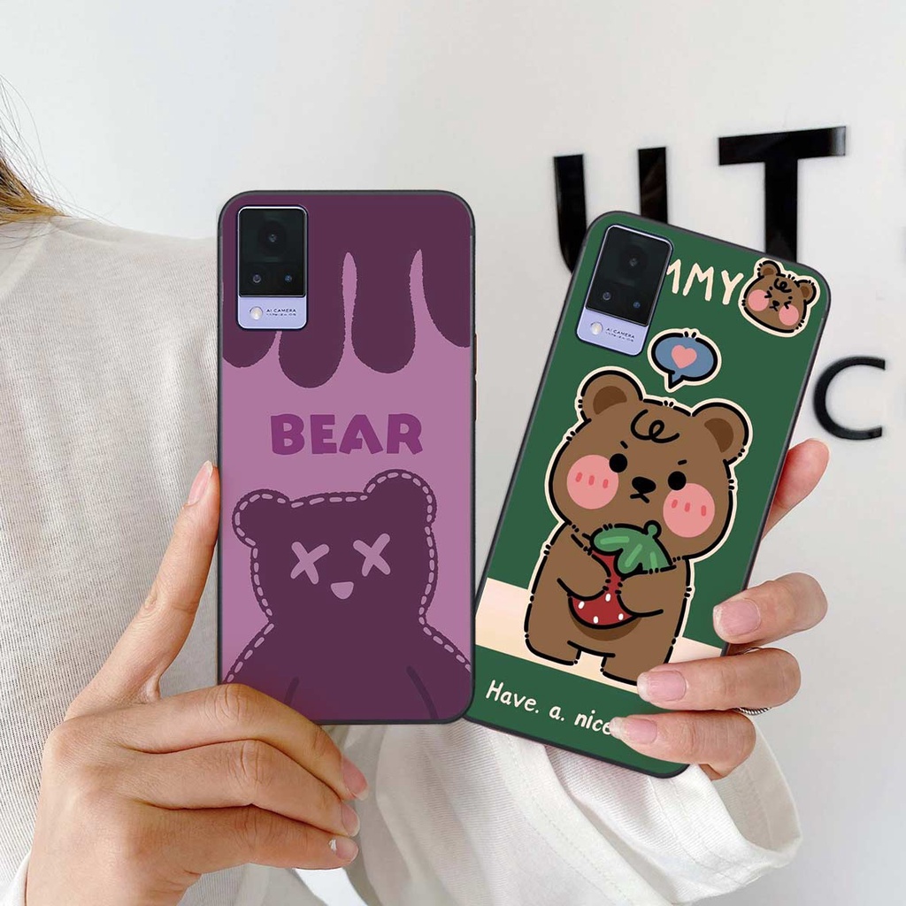 Ốp Vivo V21 5G hình gấu bear yummy, bearbrick kaws thời trang hot hit cute rẻ đẹp