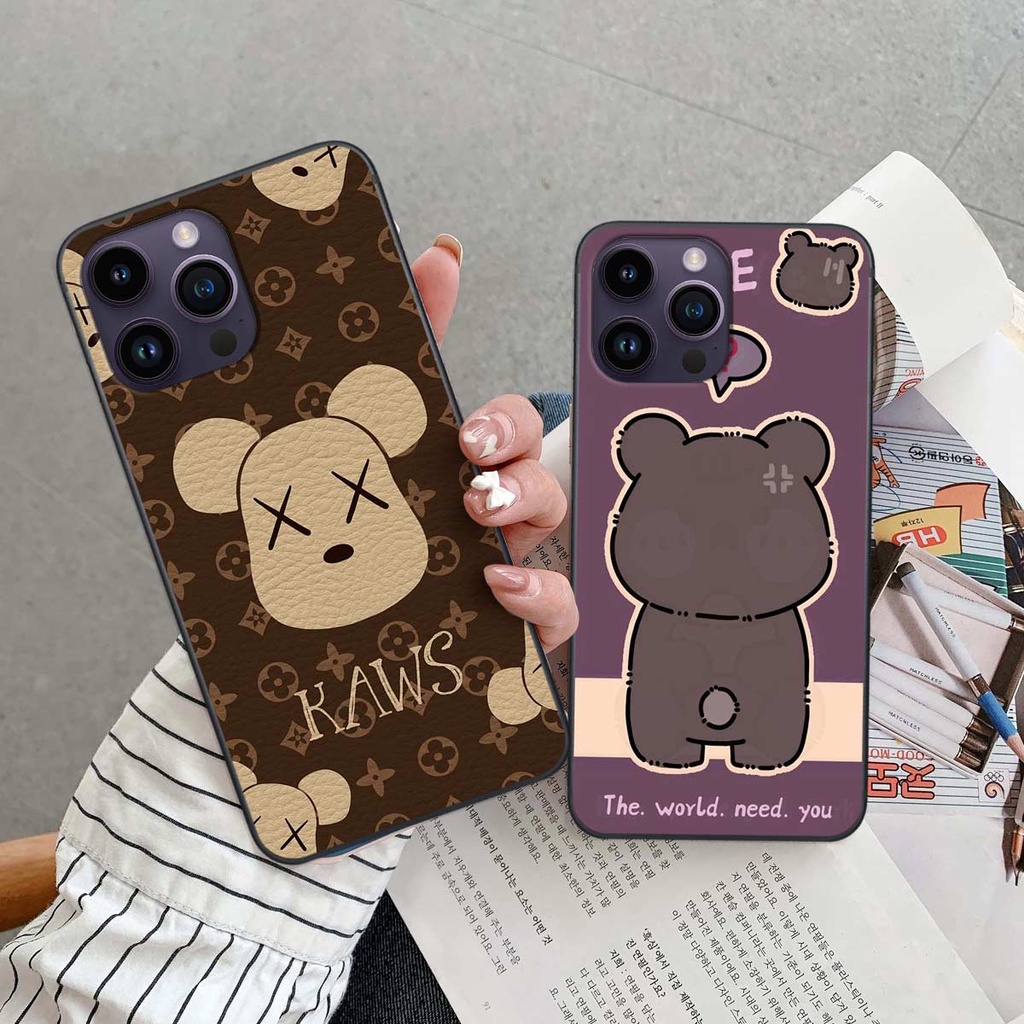 Ốp iPhone 13 14 14Plus 14ProMax Pro Promax Max hình gấu bear yummy, bearbrick kaws thời trang hot hit cute rẻ đẹp