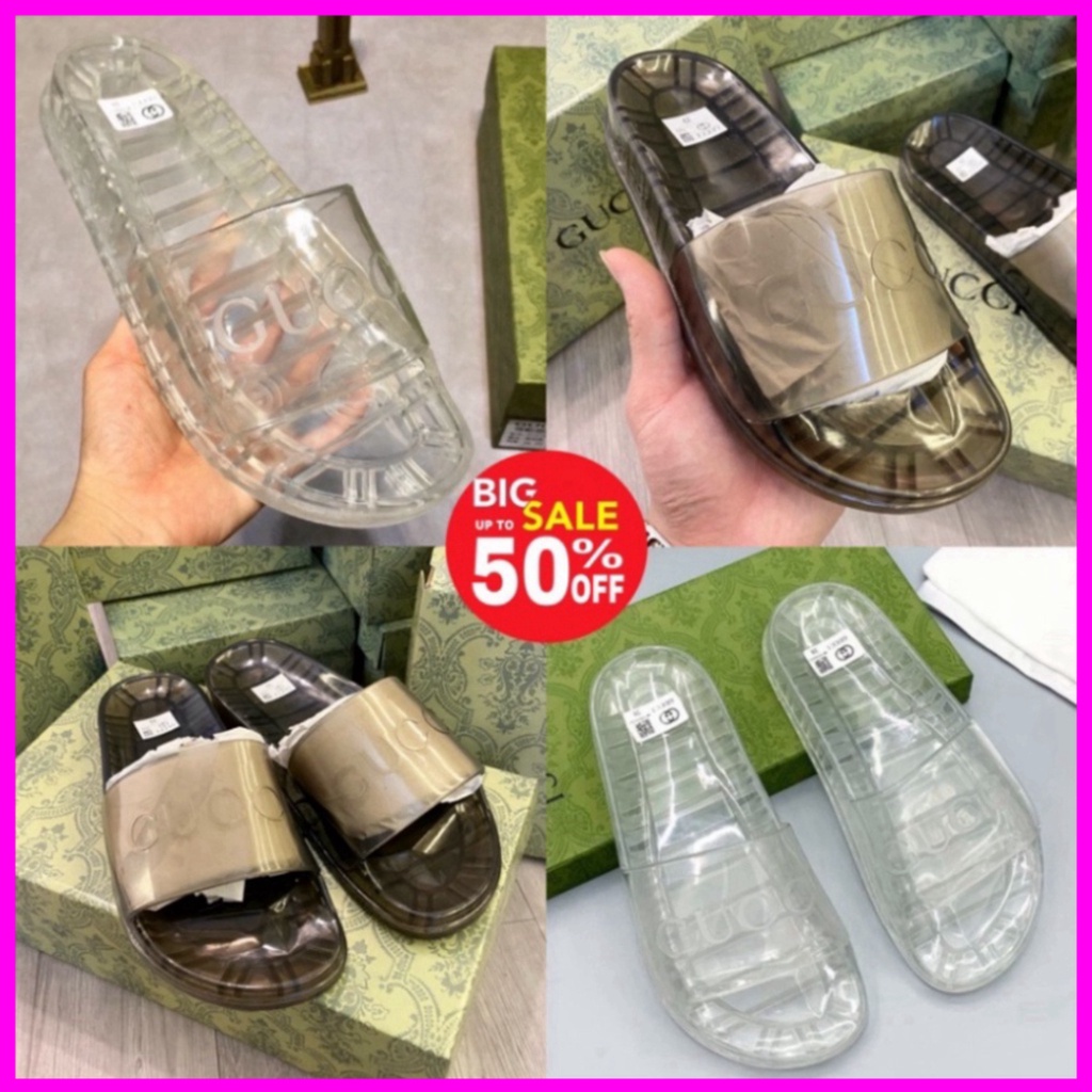 Dép GUC.CI nam nữ cao cấp, Dép lê trong suốt thời trang đẹp sành điệu đi biển đi chơi đế đúc chắc chắn êm chân D11 Xmens