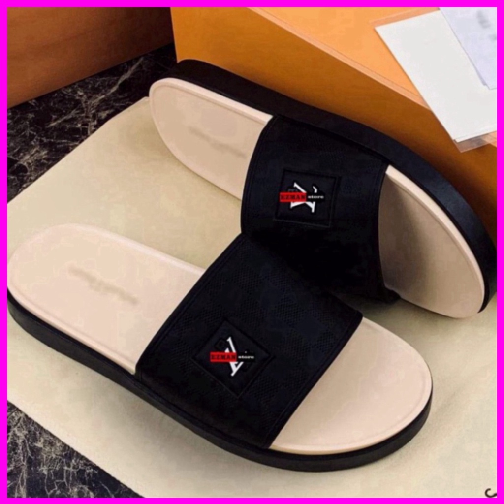 FREE SHIP  (Video thật) Dép nam quai ngang thêu logo LV đế cao su CỰC HOT, Dép nam đẹp mang êm chân * | BigBuy360 - bigbuy360.vn