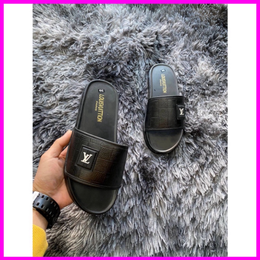 FREE SHIP  (Video thật) Dép nam quai ngang thêu logo LV đế cao su CỰC HOT, Dép nam đẹp mang êm chân * | BigBuy360 - bigbuy360.vn