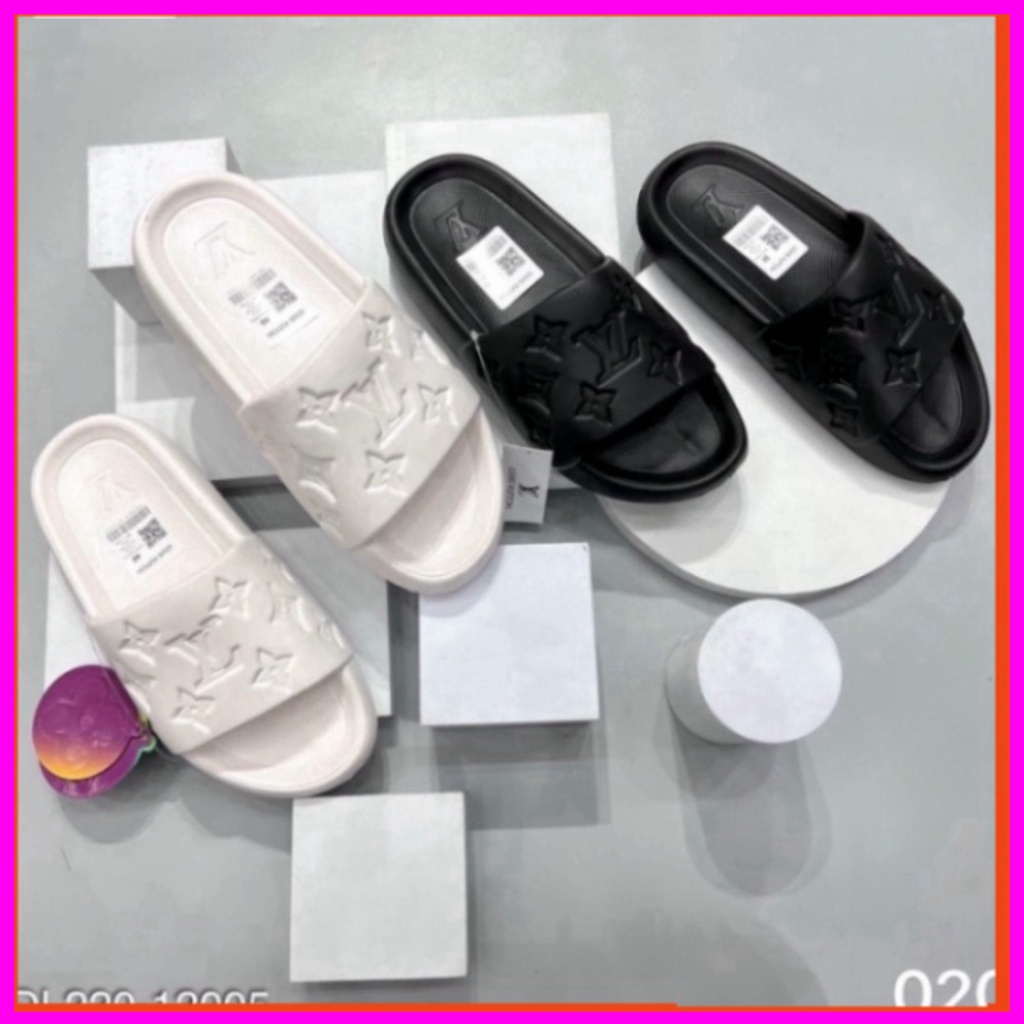 Dép quai ngang đúc Lù Vi nguyên khối dành cho nam , dep bánh mì màu đen trắng  *