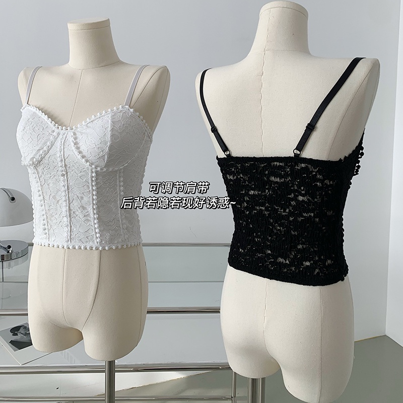 Jiashucheng Áo Lót Ống Mỏng Vừa Vặn Với Đệm Ngực Phối Ren Kiểu Pháp Cho Nữ