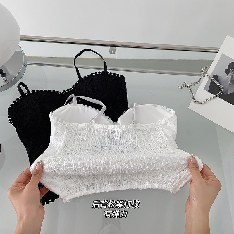 Jiashucheng Áo Lót Ống Mỏng Vừa Vặn Với Đệm Ngực Phối Ren Kiểu Pháp Cho Nữ