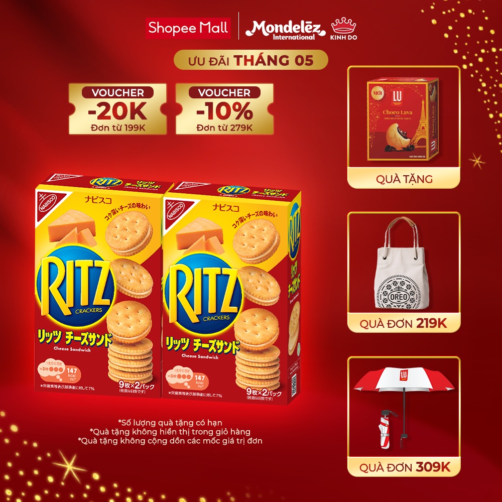 Combo 2 hộp Bánh Quy Ritz Kẹp Kem Phô Mai 160g (Hàng Xuất Khẩu Thị Trường Nhật)