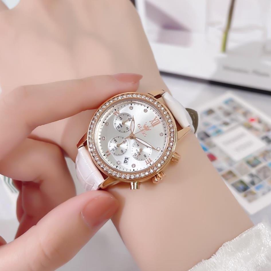 [HÀNG AUTH]OLEVS 9933 Đồng hồ nữ dây da chính hãng đa chức năng,chống nước dạ quang lịch ngày 3 mắt 6 kim chronograph | BigBuy360 - bigbuy360.vn