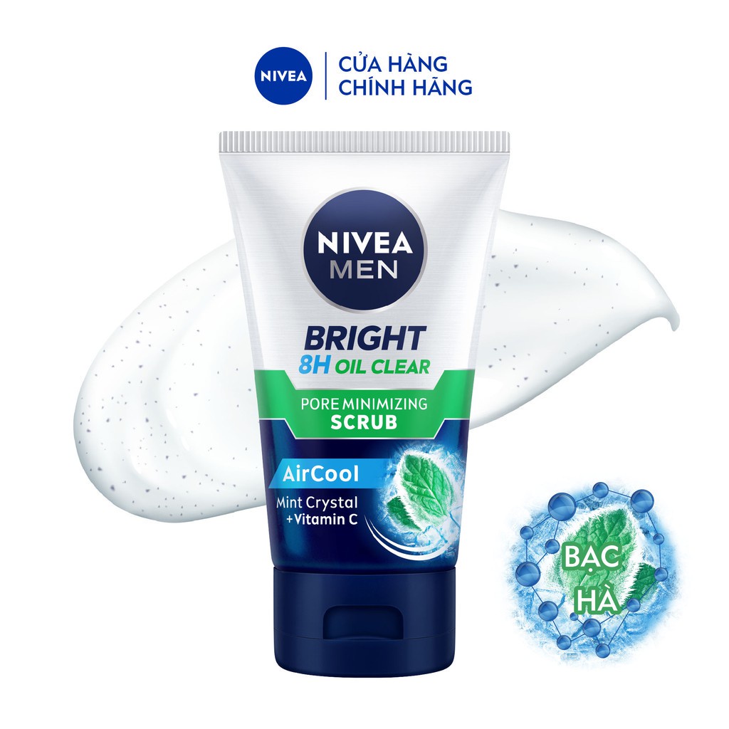 Sữa Rửa Mặt NIVEA MEN Bright Oil Clear Scrub Kiểm Soát Nhờn | Sạch Sâu | Chứa Hạt Mát-xa  - 88880