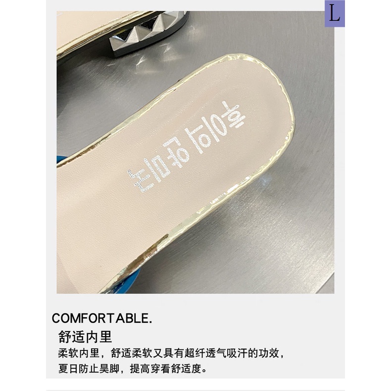 Dép Bít Mũi Nhọn Đế Thấp Phối Lưới Thời Trang Mùa Hè 2023 Phong Cách Mới Cho Nữ