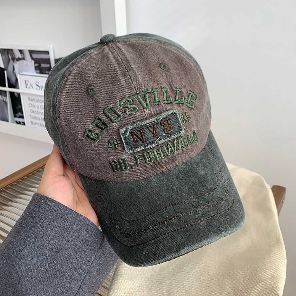 Mũ Lưỡi Trai Denim Mềm Thêu Họa Tiết Kiểu Retro Mỹ Cá Tính Cho Nữ