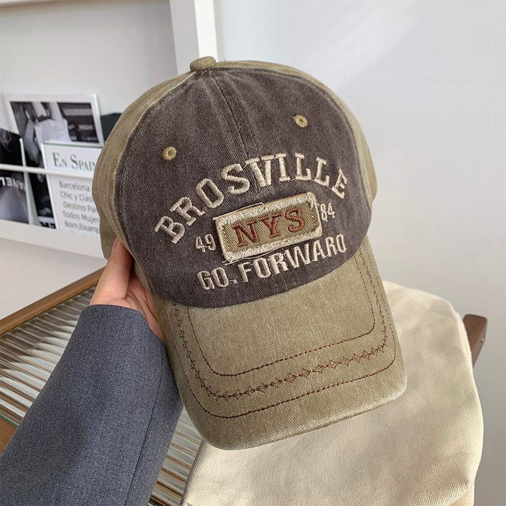 Mũ Lưỡi Trai Denim Mềm Thêu Họa Tiết Kiểu Retro Mỹ Cá Tính Cho Nữ