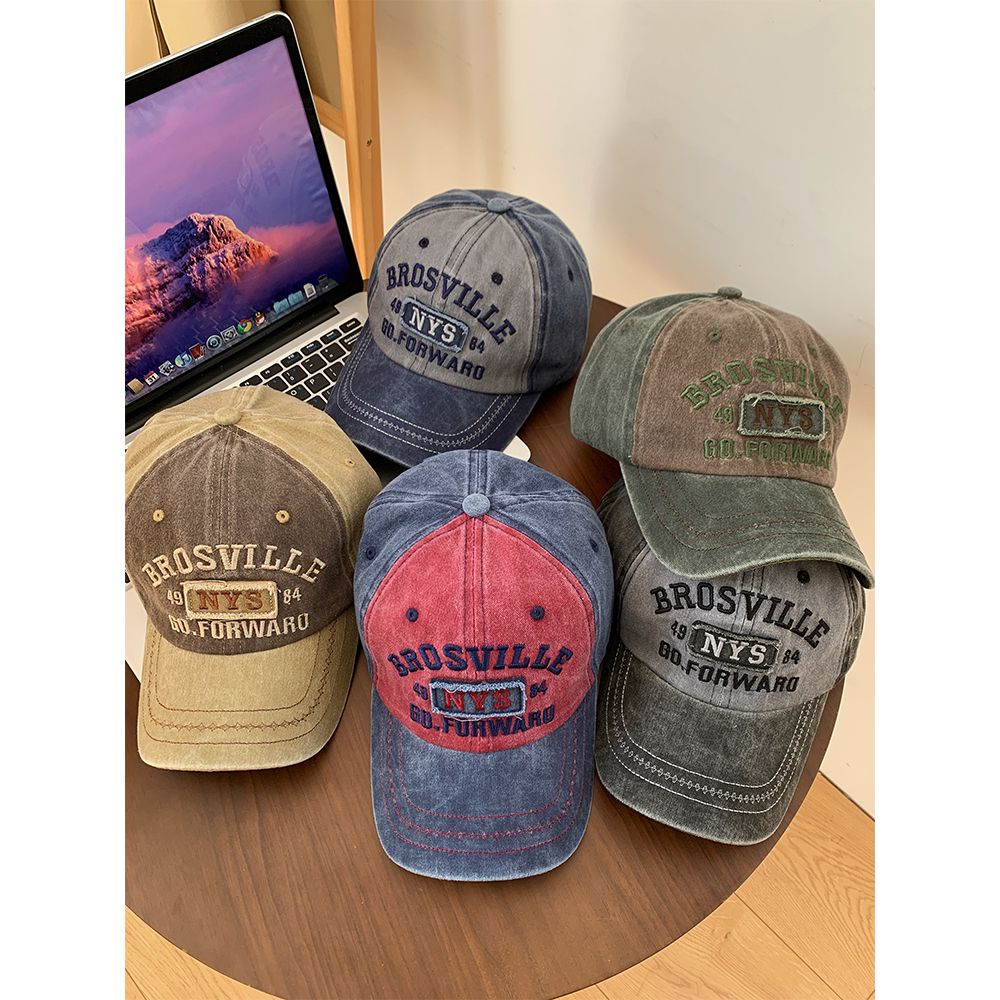 Mũ Lưỡi Trai Denim Mềm Thêu Họa Tiết Kiểu Retro Mỹ Cá Tính Cho Nữ