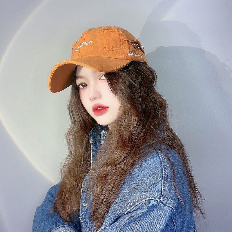 Mũ Lưỡi Trai Họa Tiết Thêu Thiết Kế Rách Phong Cách Hàn Quốc Thời Trang Xuân Hè Cá Tính Cho Nữ