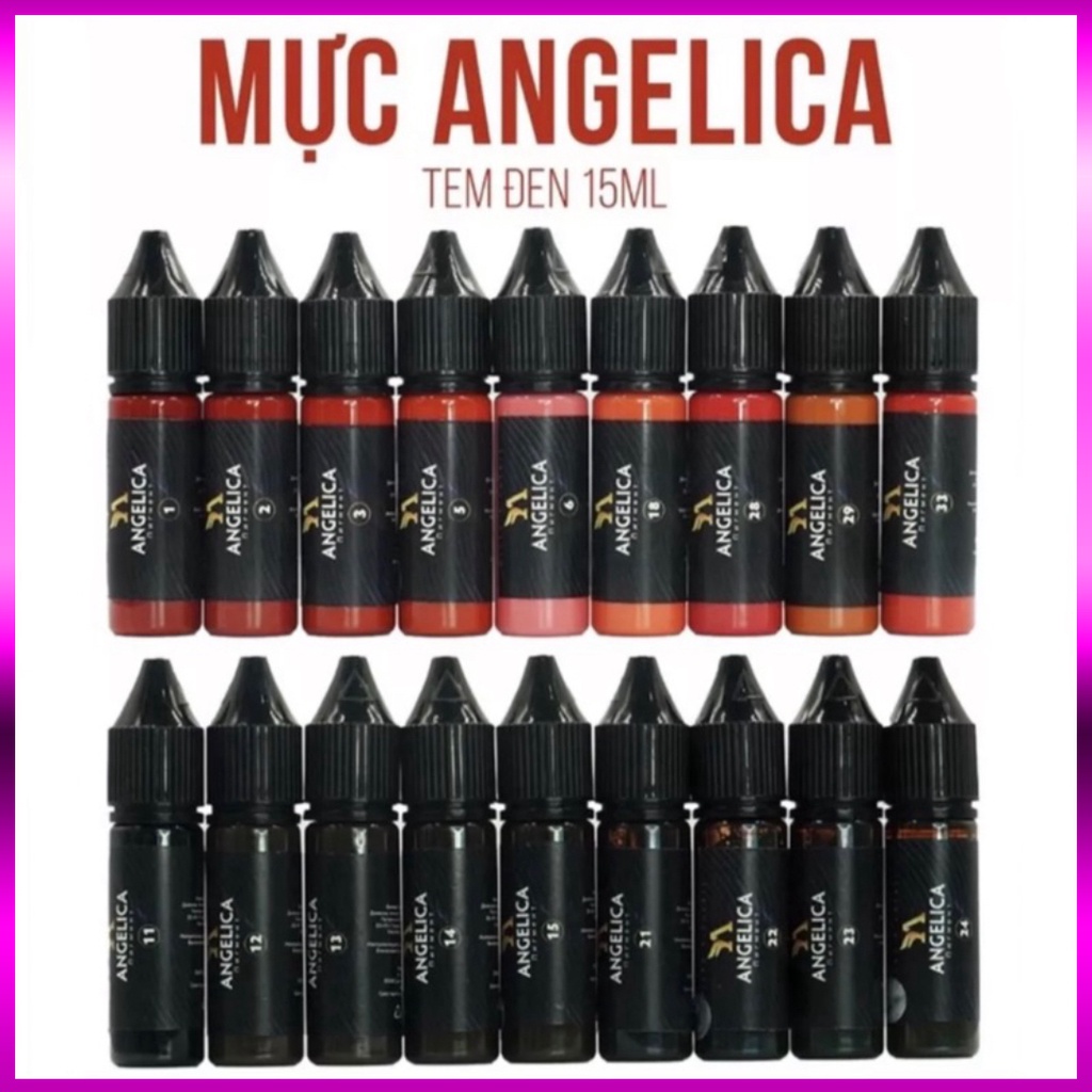Mực Angelica Tem Đen Phun Xăm Bám Nhanh Bong Đậm 15ML - Mực Nga Chính Hãng