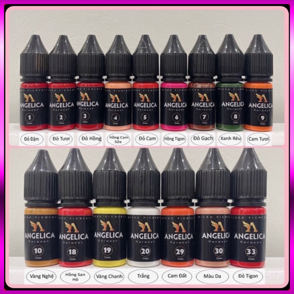 Mực ANGELICA Tem Đen Phun Xăm Thẩm Mỹ Bong Đậm 10 ML Chính Hãng