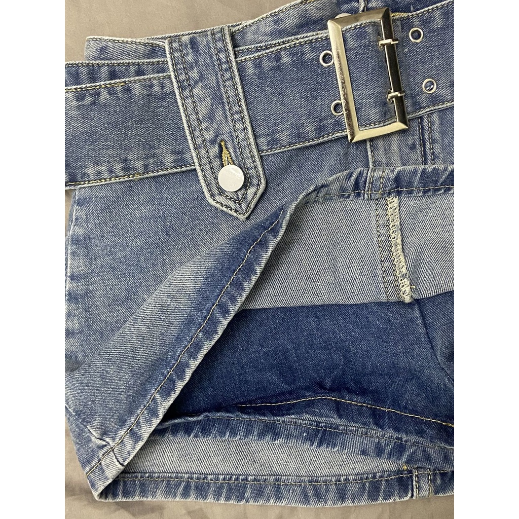 Jiashucheng Chân Váy Denim Ngắn Dáng Chữ a Lưng Cao Phong Cách Retro Mỹ Mùa Hè Độc Đáo