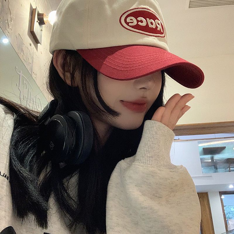 Mũ Lưỡi Trai Màu Sắc Tương Phản Thêu Chữ Phong Cách Hiphop Cá Tính