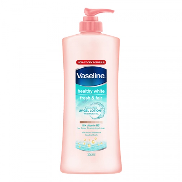 Sữa dưỡng thể Vaseline dịu mát sáng da Healthy White Fresh & Fair Cooling UV Gel Lotion, chống nắng (350ml)