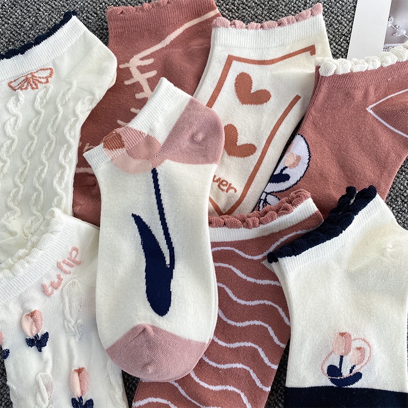 Vớ Cổ Ngắn Mỏng In Họa Tiết Hoạt Hình Dễ Thương Thời Trang Xuân Hè Cho Nữ