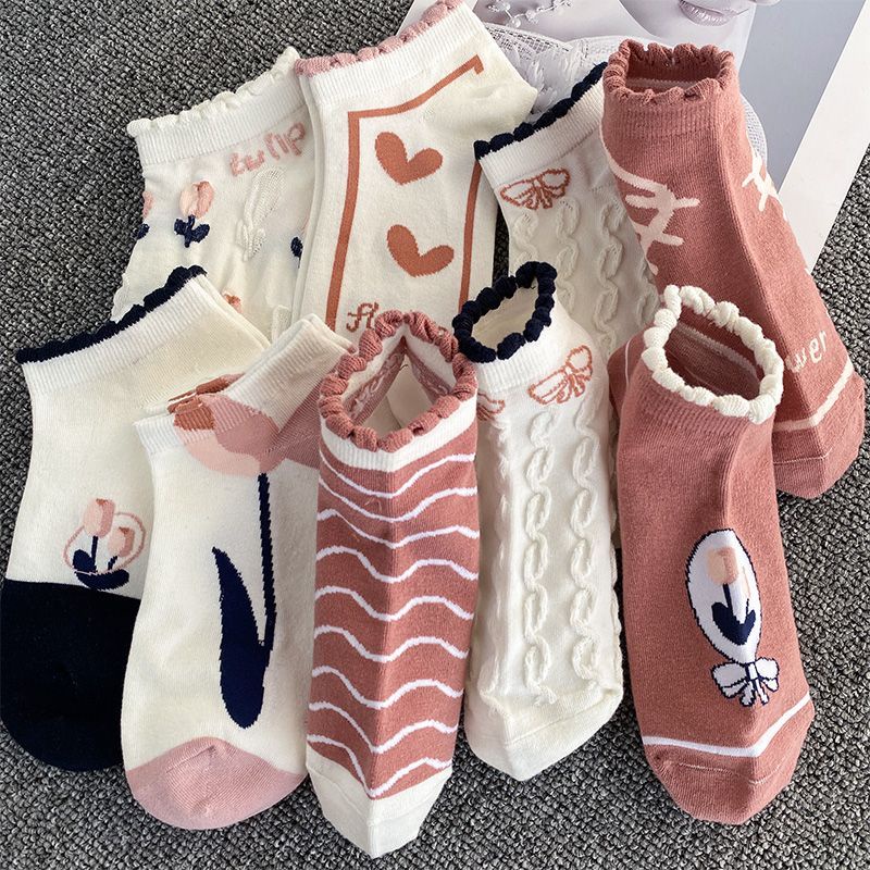 Vớ Cổ Ngắn Mỏng In Họa Tiết Hoạt Hình Dễ Thương Thời Trang Xuân Hè Cho Nữ