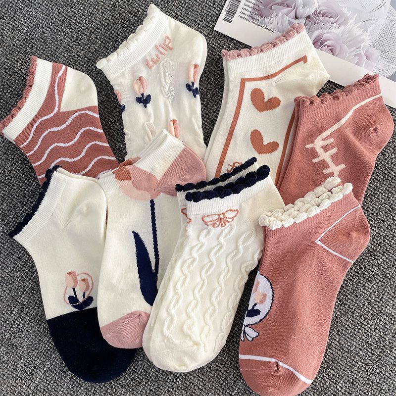 Vớ Cổ Ngắn Mỏng In Họa Tiết Hoạt Hình Dễ Thương Thời Trang Xuân Hè Cho Nữ