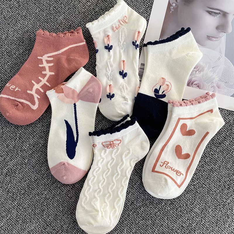 Vớ Cổ Ngắn Mỏng In Họa Tiết Hoạt Hình Dễ Thương Thời Trang Xuân Hè Cho Nữ