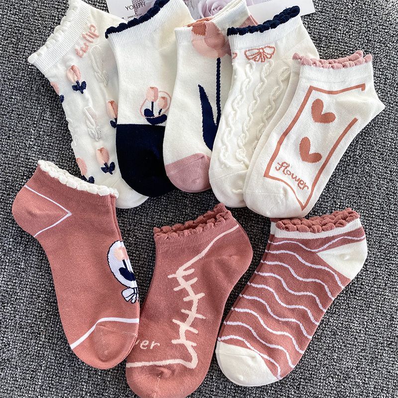 Vớ Cổ Ngắn Mỏng In Họa Tiết Hoạt Hình Dễ Thương Thời Trang Xuân Hè Cho Nữ
